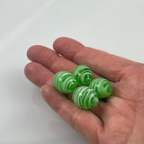 Lime Green & White Striped Lamp Work Oval Beads 22mm