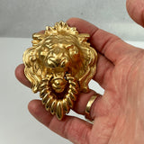 Napier Gold Lion's Head Brooch Large Door Knocker in hand