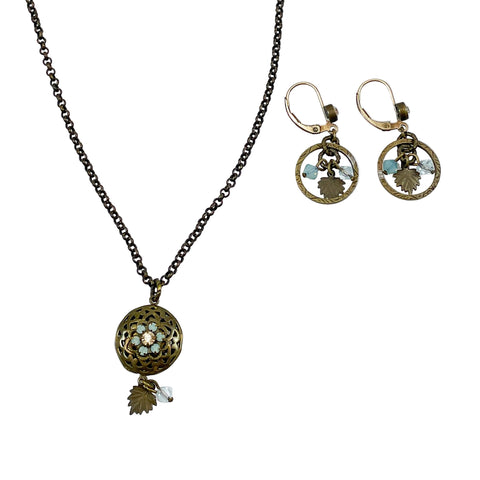 Rhinestone Floral Necklace & Earrings by Liz Paiacios