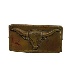 Brass Longhorn Cattle Brooch Vintage