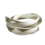 Clear & White Lucite Twist Bangle Bracelet Vintage