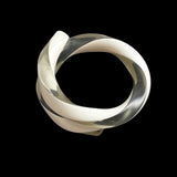 Clear & White Lucite Twist Bangle Bracelet Vintage