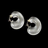 Modern Clear Lucite Hoop Clip On Earrings 1970's
