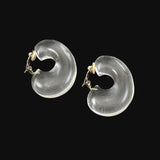 Vintage Clear Lucite Hoop Clip On Earrings 1970's