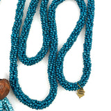Lucky Brand Teal Glass Beaded Lariat Necklace