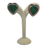 Malachite Sterling Silver Heart Clip On Earrings