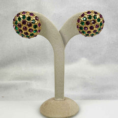 Vintage Mardi Gras Rhinestone Earrings 1950's