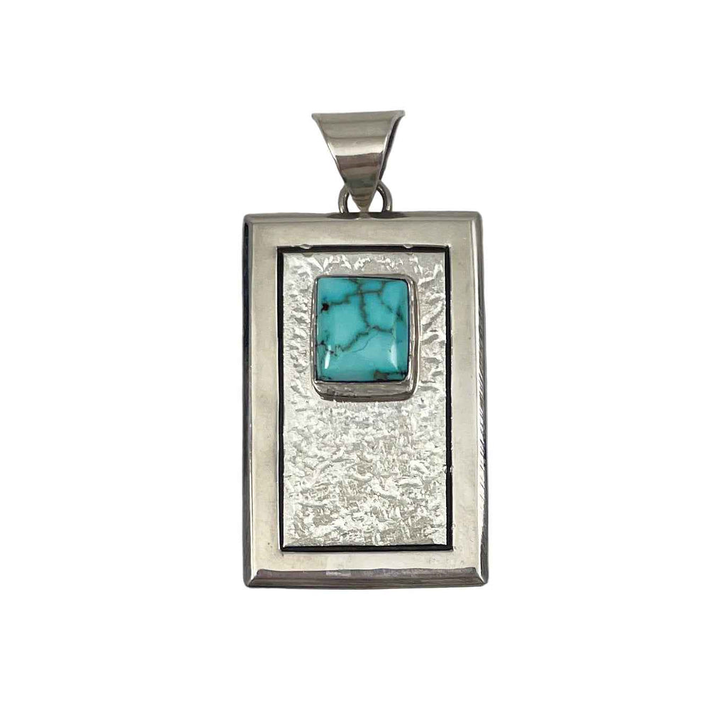 Sterling Silver Turquoise Pendant Signed MIKE