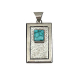 Sterling Silver Turquoise Pendant Signed MIKE