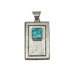 Sterling Silver Turquoise Pendant Signed MIKE