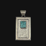 Sterling Silver Turquoise Pendant Signed MIKE