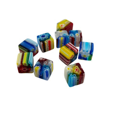 Colorful Millefiori Cube Beads Lamp Work (12)