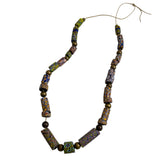 African Millefiori Trade Bead & Brass Necklace Vintage