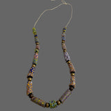 African Millefiori Trade Bead & Brass Necklace Vintage