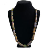 African Millefiori Trade Bead & Brass Necklace Vintage