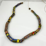 African Millefiori Trade Bead Tubes Necklace Vintage
