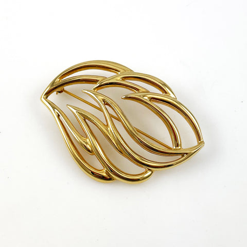 Monet Large Gold Leaf Brooch