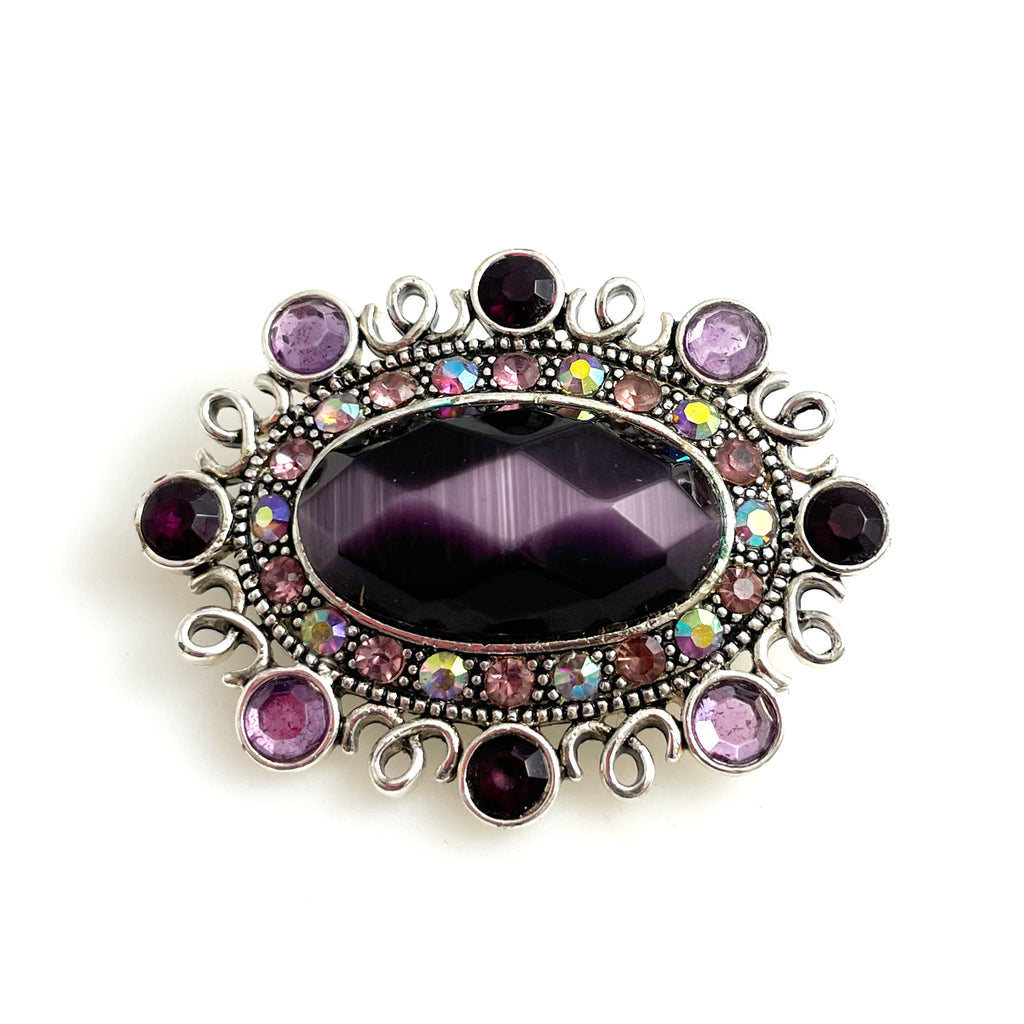 Monet Purple Rhinestone Brooch