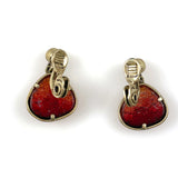 Vintage Monet Red Crackle Glass Earrings