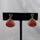 Monet Red Crackle Glass Earrings
