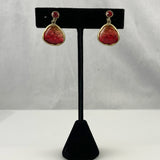 Monet Red Crackle Glass Earrings Vintage