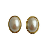 Monet Pearl & Gold Clip On Earrings Large