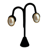 Monet Pearl & Gold Clip On Earrings Large