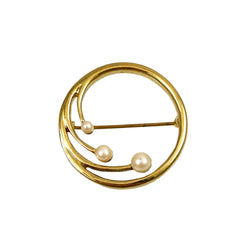 Monet Gold Circle Brooch Vintage