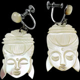Mother of Pearl Goddess Earrings Vintage