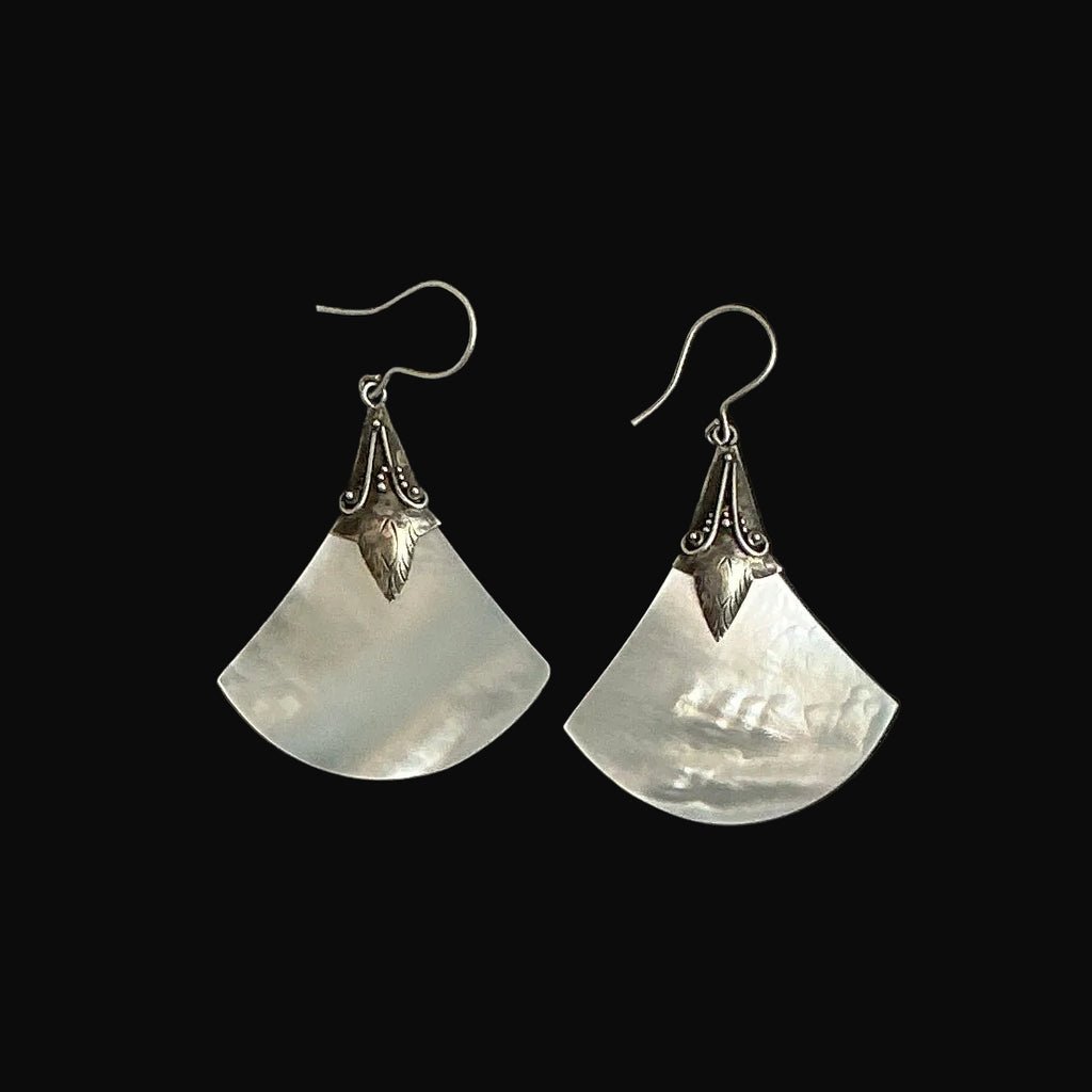 Sterling Mother of Pearl Vintage Earrings Signed KAE