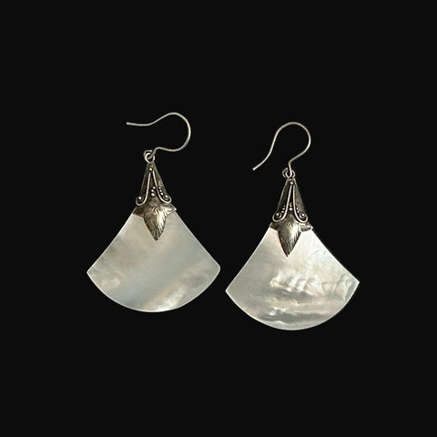 Sterling Mother of Pearl Vintage Earrings Signed KAE