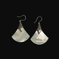 Sterling Mother of Pearl Vintage Earrings Signed KAE