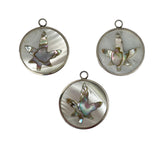 Mother of Pearl and Abalone Leaf Pendants Vintage