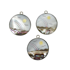 Mother of Pearl and Abalone Picture Pendants Vintage