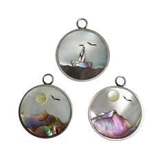 Mother of Pearl and Abalone Picture Pendants Vintage