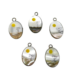 Mother of Pearl Abalone Sunset Charms Pendants Vintage 22mm (2)