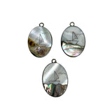 Mother of Pearl Abalone Picture Charms Pendants Vintage 25mm (2)