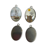 Mother of Pearl Abalone Picture Charms Pendants Vintage 25mm (2)