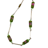 Green Murano Wedding Beads Glass Gold Chain Necklace Vintage