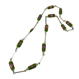 Green Murano Wedding Cake Beads Glass Gold Necklace Vintage