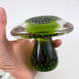 Viking Controlled Bubble Green Mushroom Paperweight #7363