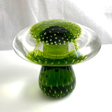 Viking Controlled Bubble Green Mushroom Paperweight #7363