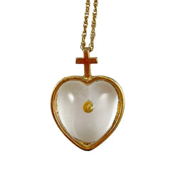 Gold Mustard Seed Heart Necklace Vintage