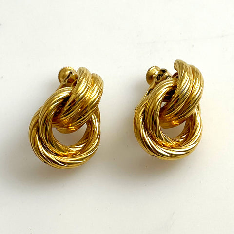 Napier Gold Knot Earrings Clip On