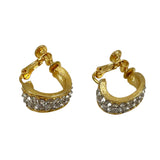 Napier Gold Rhinestone Hoop Earrings Vintage
