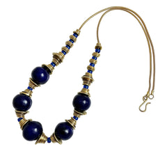 Navy Gold Plated Beaded Necklace