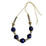 Navy Gold Plated Beaded Necklace
