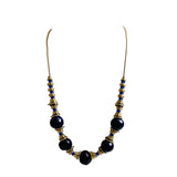 Navy Gold Plated Beaded Necklace