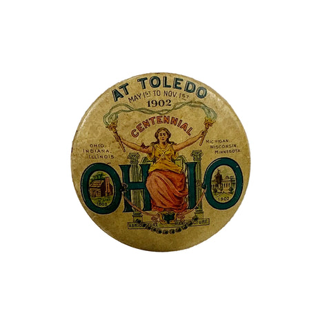 1902 Toledo Ohio Centennial Exposition Pin Button Memorabilia