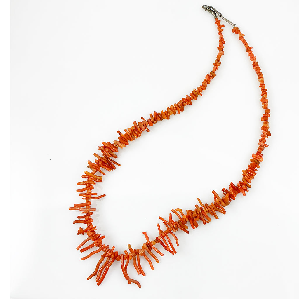 Native American Orange Branch Coral Necklace